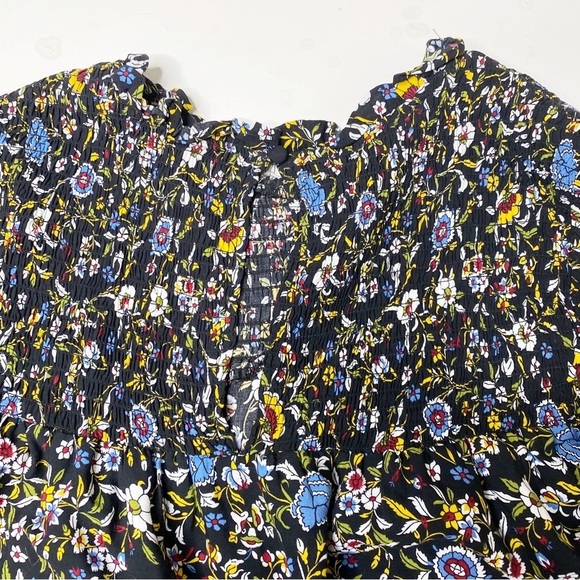 Zara Smocked Long Sleeve Floral Print Dress Large - Picture 6 of 10